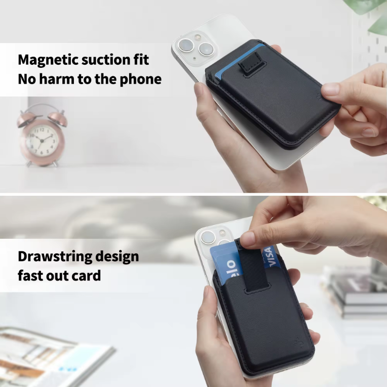 Mag Mate™ Leather Wallet - Mag-Safe Phone Stand - Drawstring for Easy Card Access. Multifunctional, Slim & Minimal Design