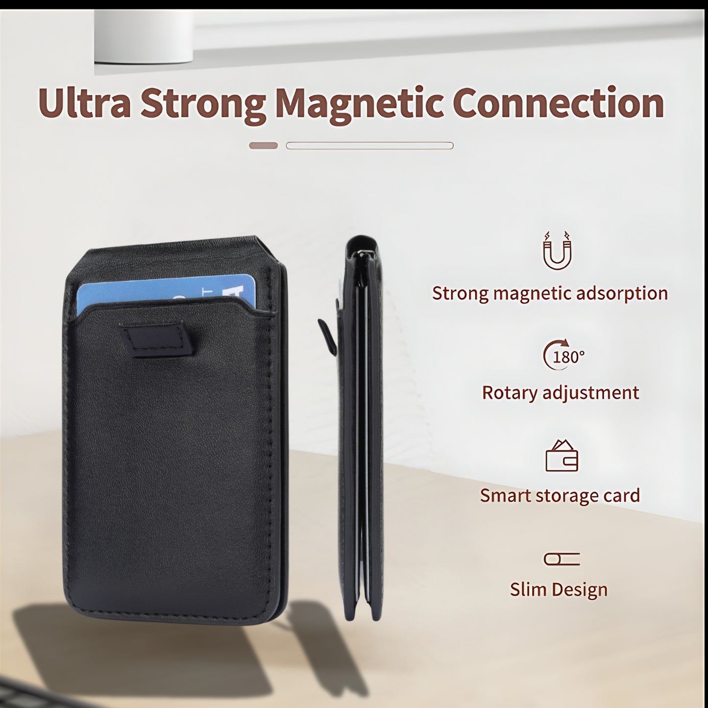 Mag Mate™ Leather Wallet - Mag-Safe Phone Stand - Drawstring for Easy Card Access. Multifunctional, Slim & Minimal Design