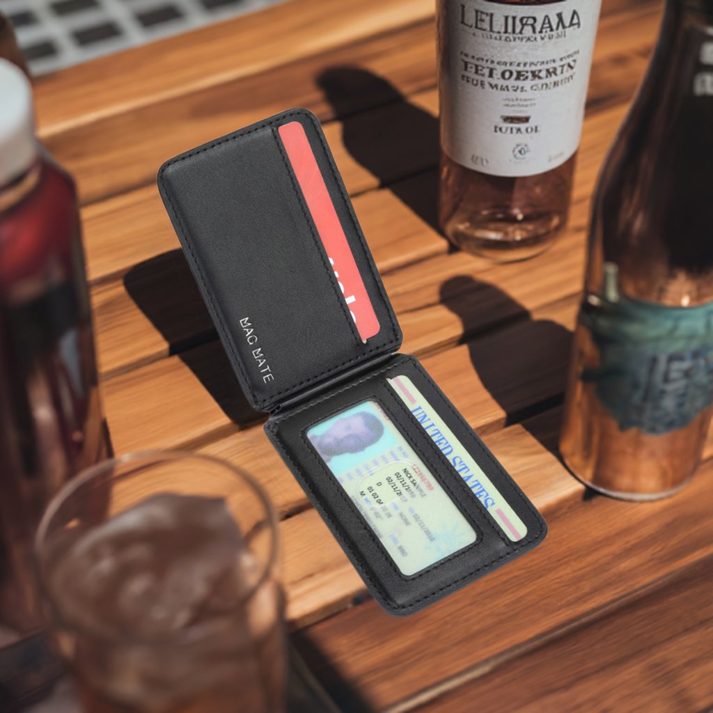 Mag Mate™ Leather Wallet - Mag-Safe Phone Stand - Drawstring for Easy Card Access. Multifunctional, Slim & Minimal Design